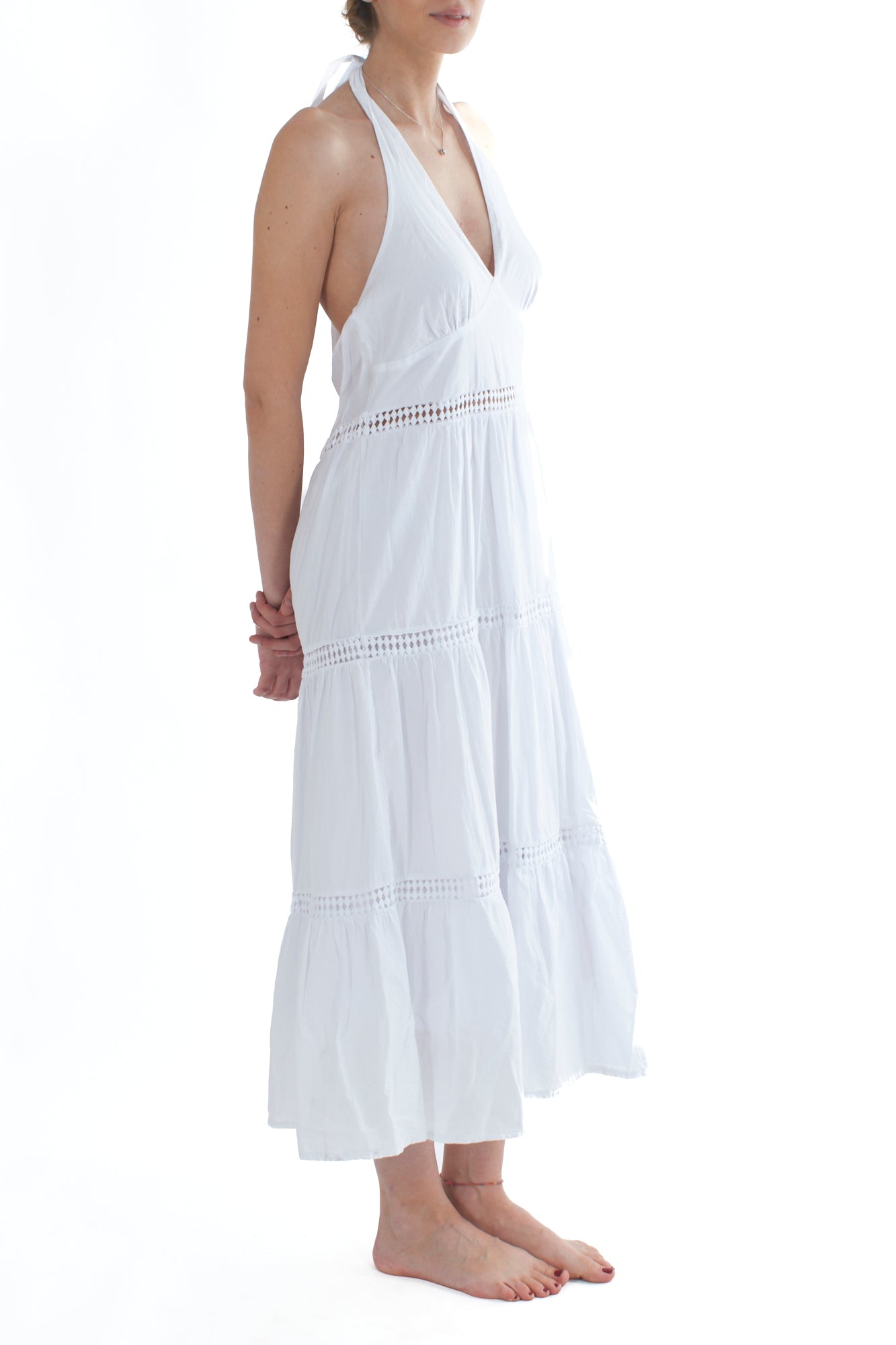 Abito con pizzo san gallo da Donna Souvenir -Bianco