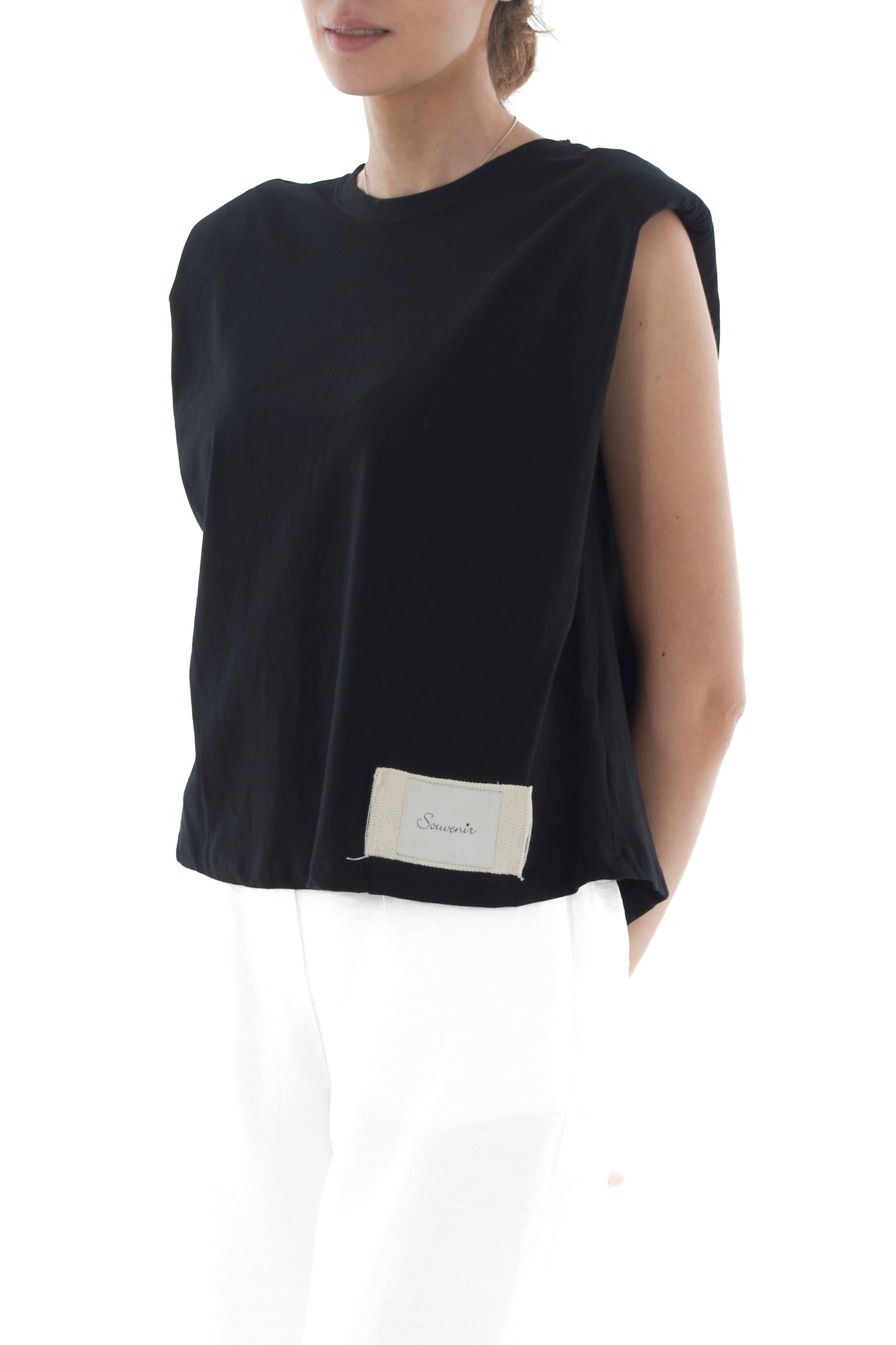 T-shirt con spalline da Donna Souvenir - Nero