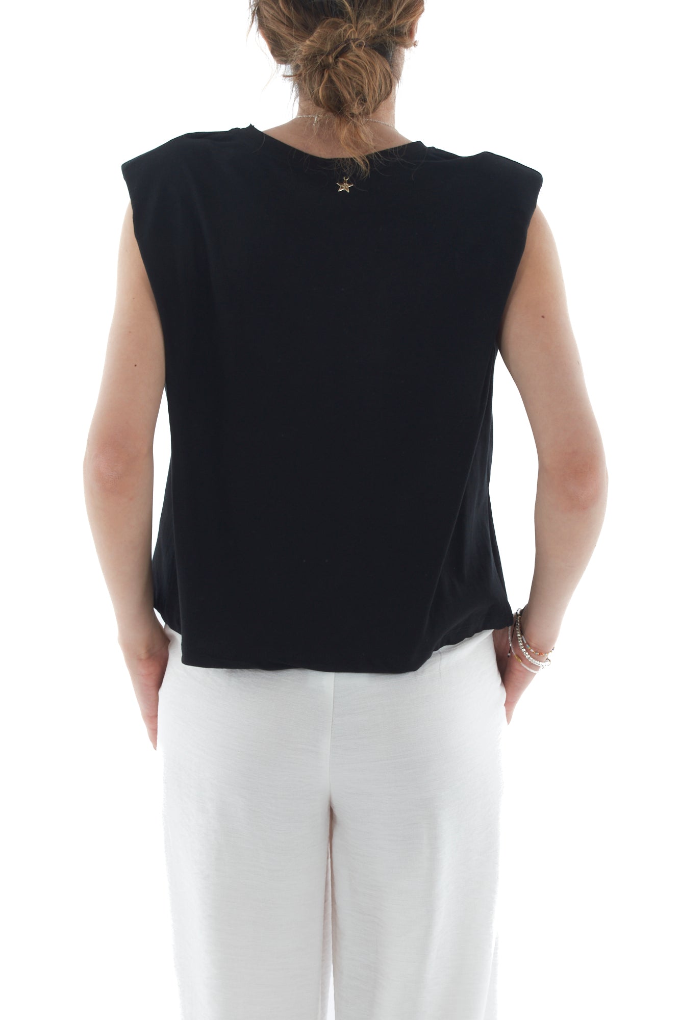 T-shirt con spalline da Donna Souvenir - Nero