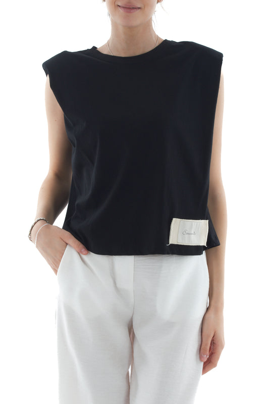 T-shirt con spalline da Donna Souvenir - Nero