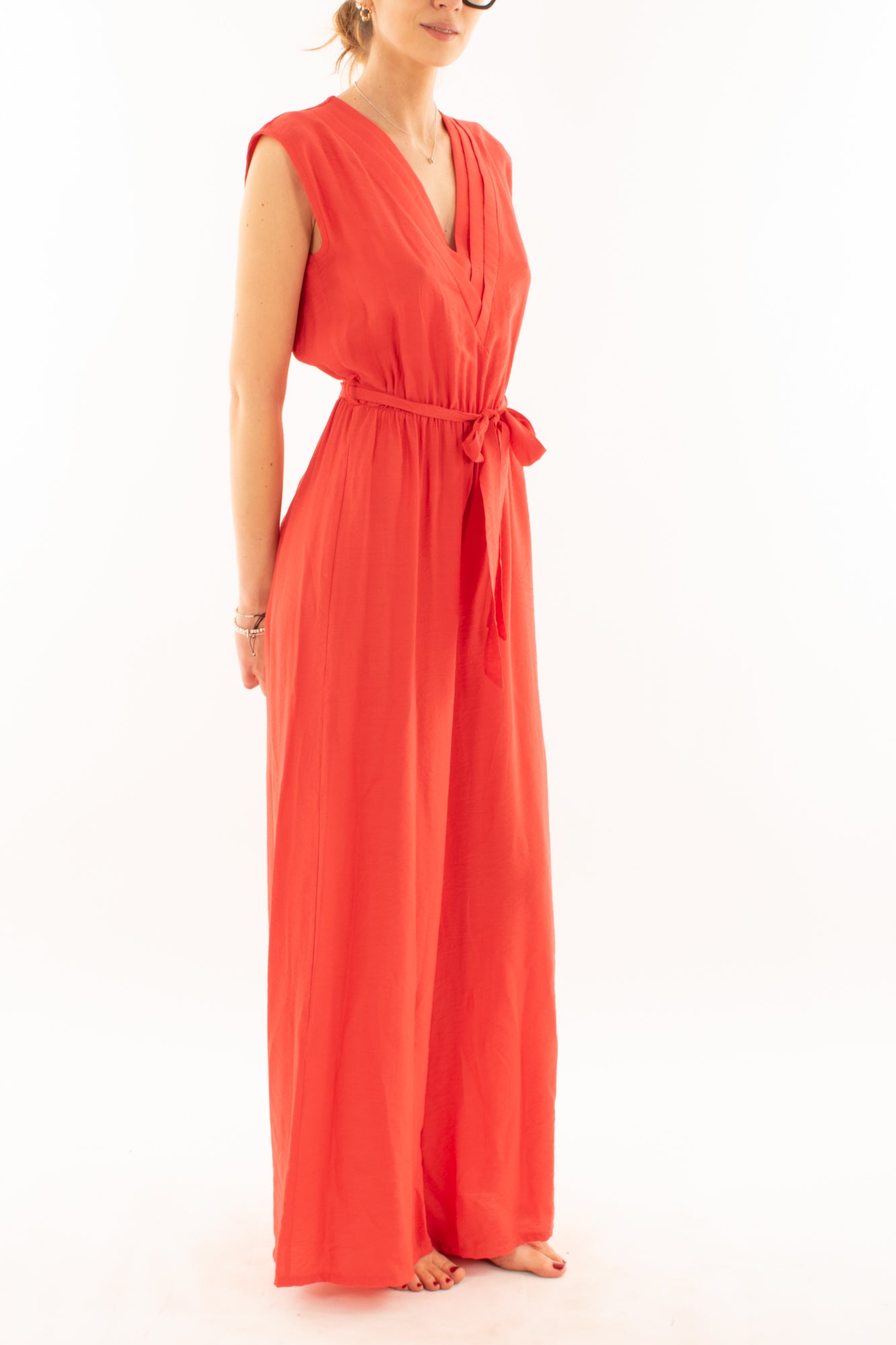 Tuta lunga con scollo a v da Donna Souvenir - Arancio