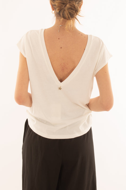 T- shirt con schiena scollata da Donna Souvenir -Bianco
