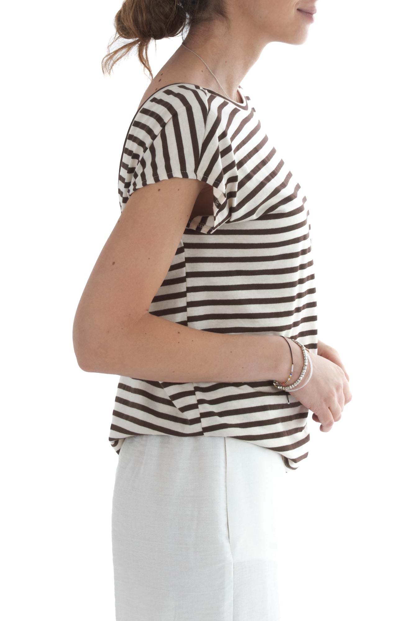 T- shirt rigata con scollatura da Donna Souvenir - Burro