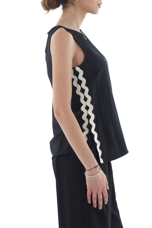 Canottiera lunga con profili da Da donna - Nero