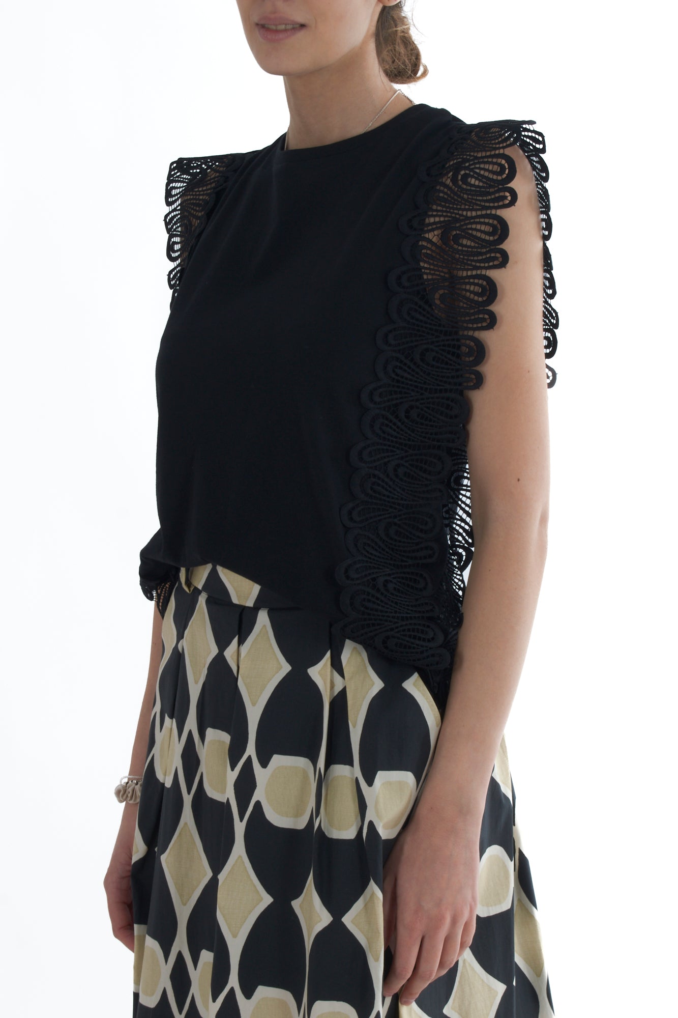 T-shirt con grosgrain da Donna Souvenir - Nero