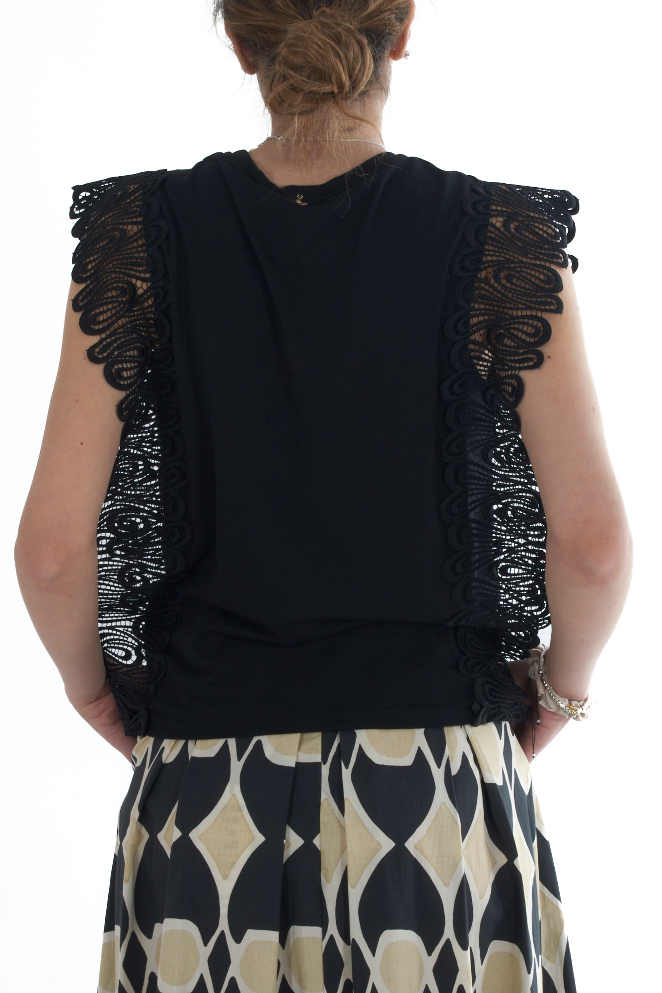 T-shirt con grosgrain da Donna Souvenir - Nero