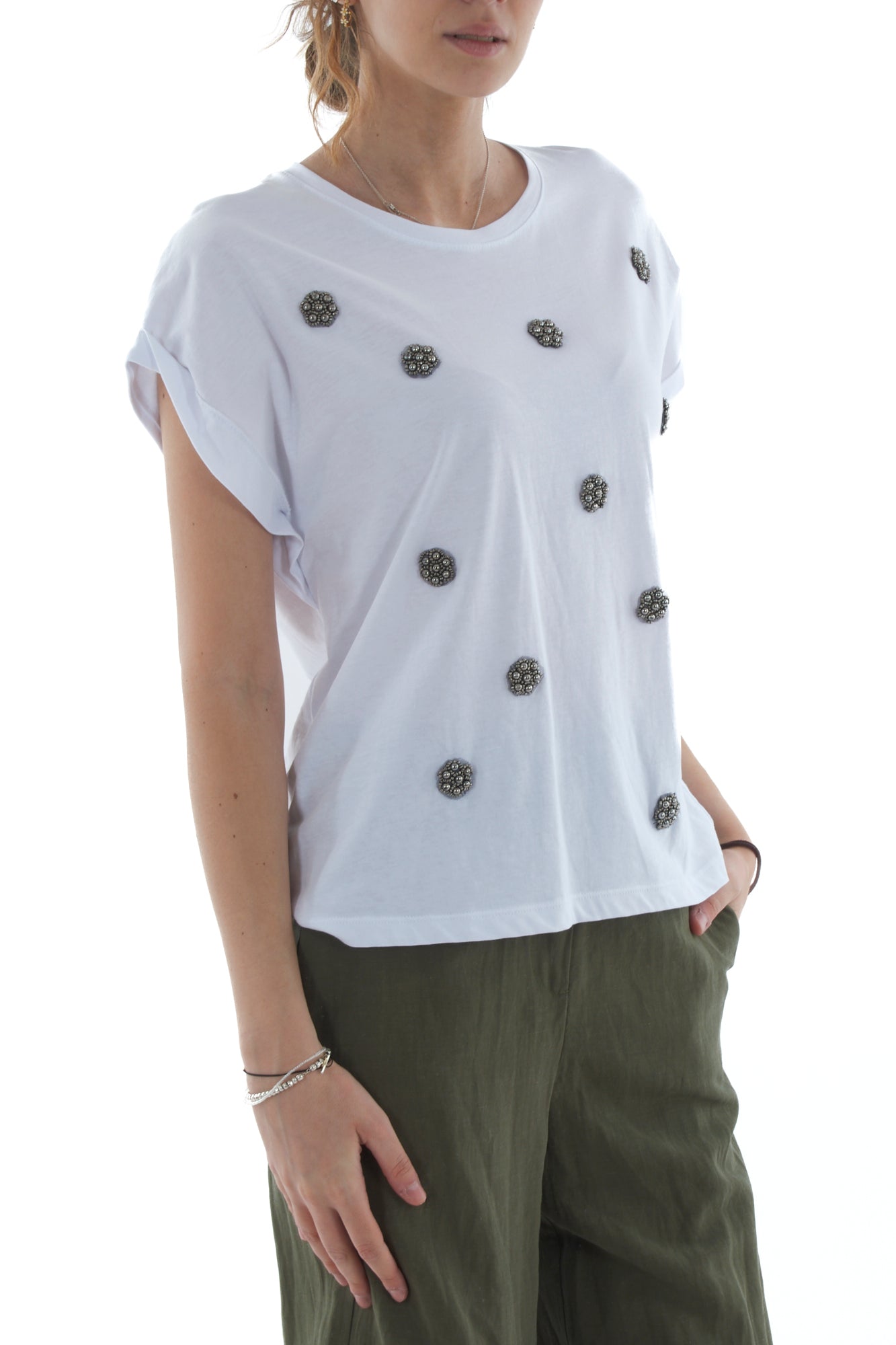 T- shirrt con pietre da Donna Souvenir - Bianco