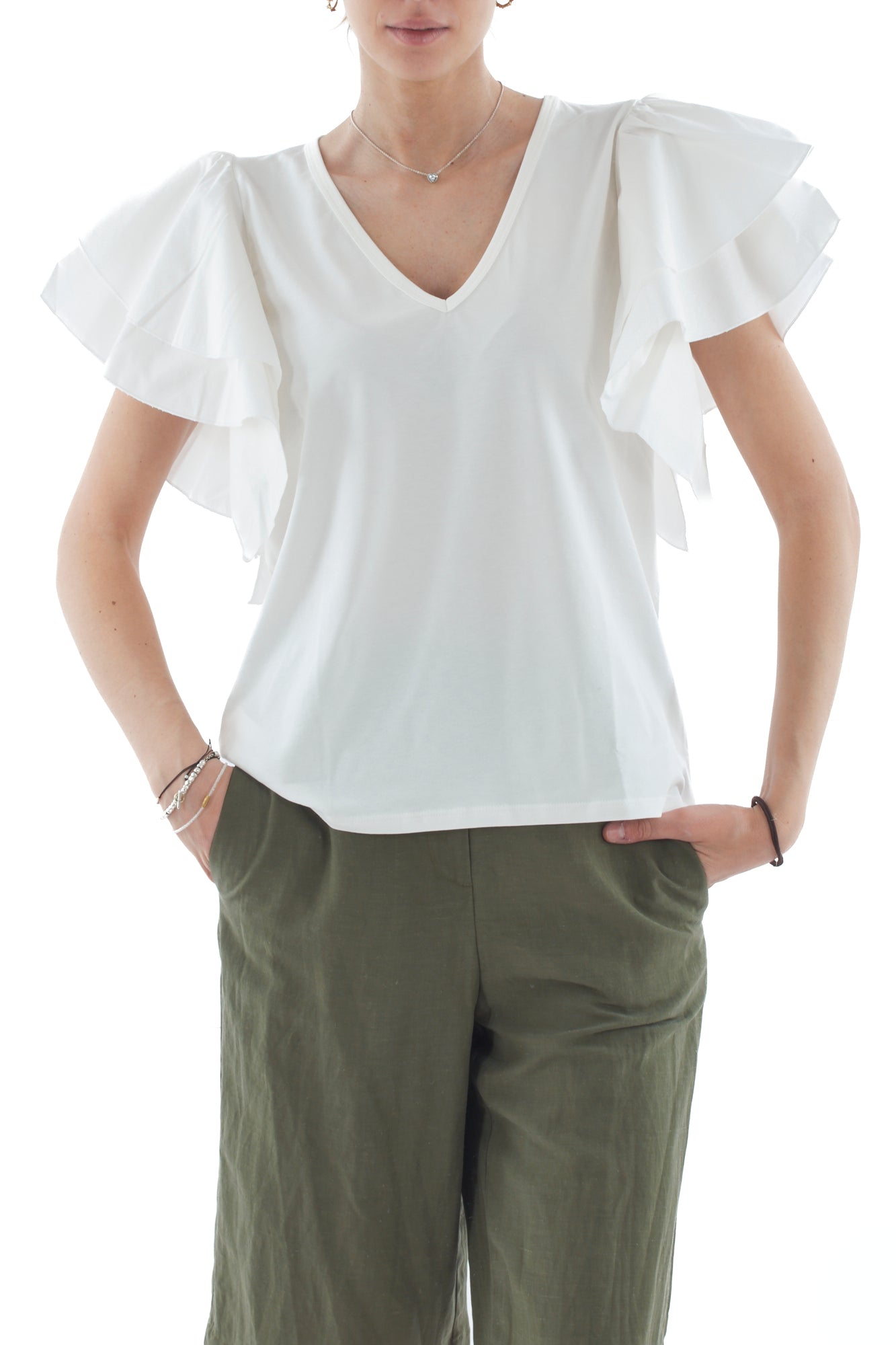 T- shirt con voila' da Donna Susy mix - Latte