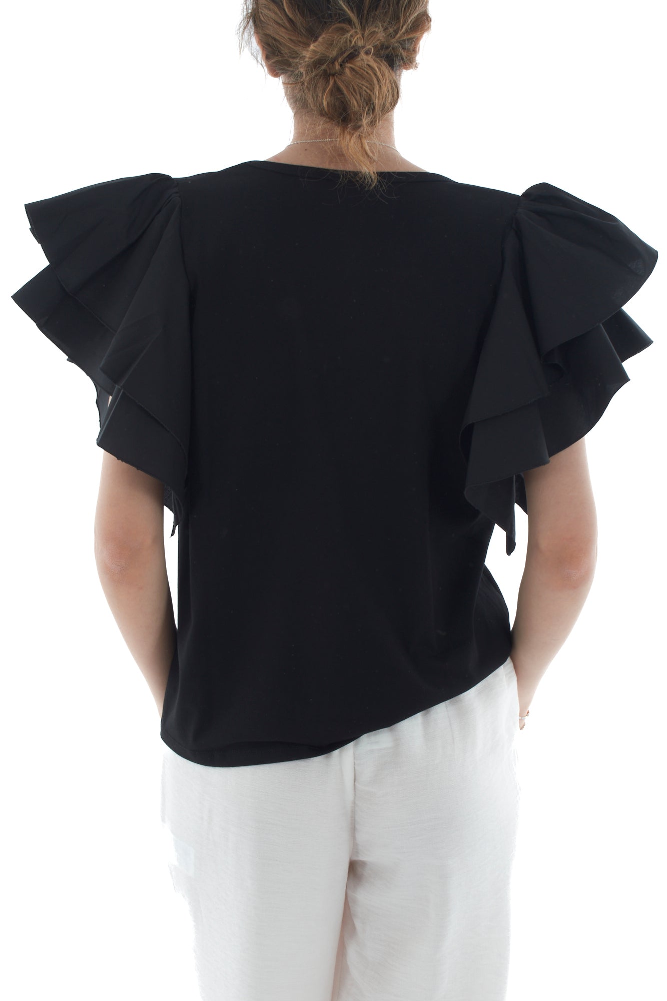 T- shirt con voila' da Donna Susy mix - Nero