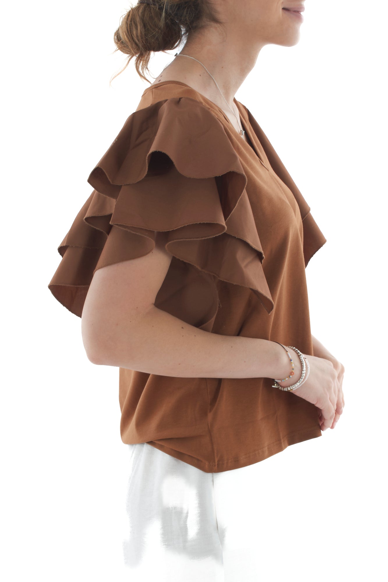 T- shirt con voila' da Donna Susy mix - Tabacco