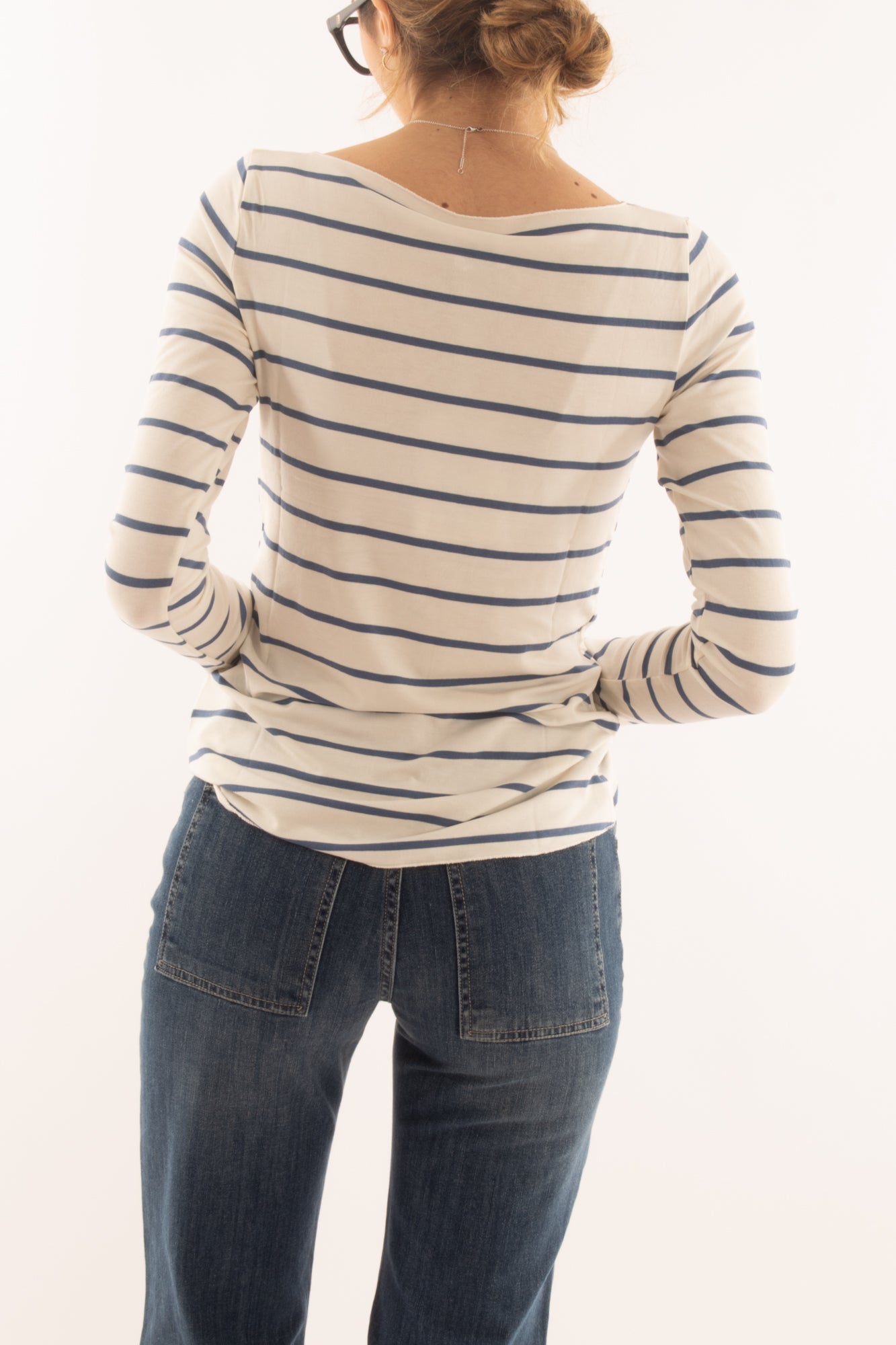 Maglia rigata a barca da Donna Susy mix - Nero