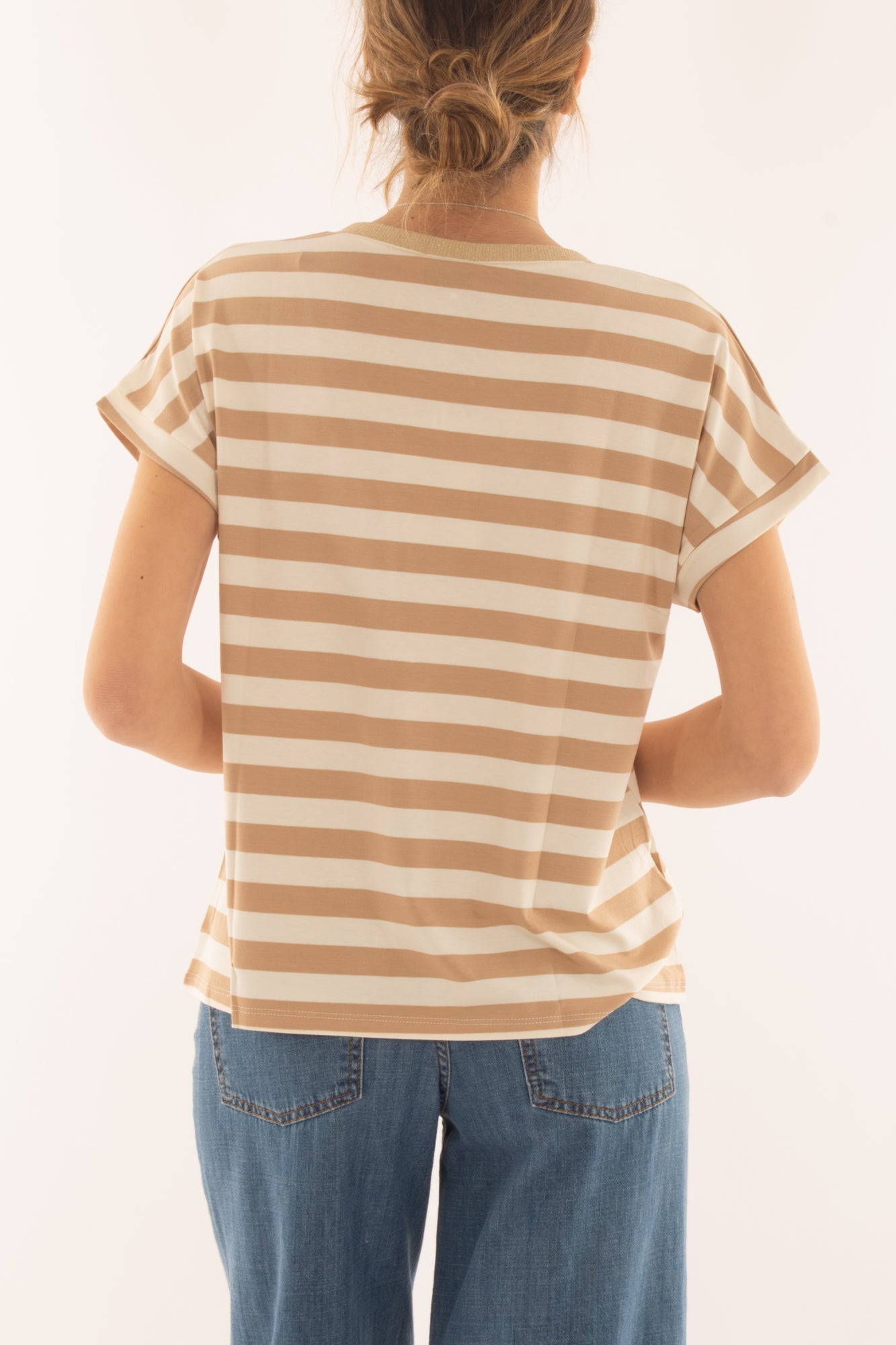 T-shirt rigata da donna Susy mix - Beige