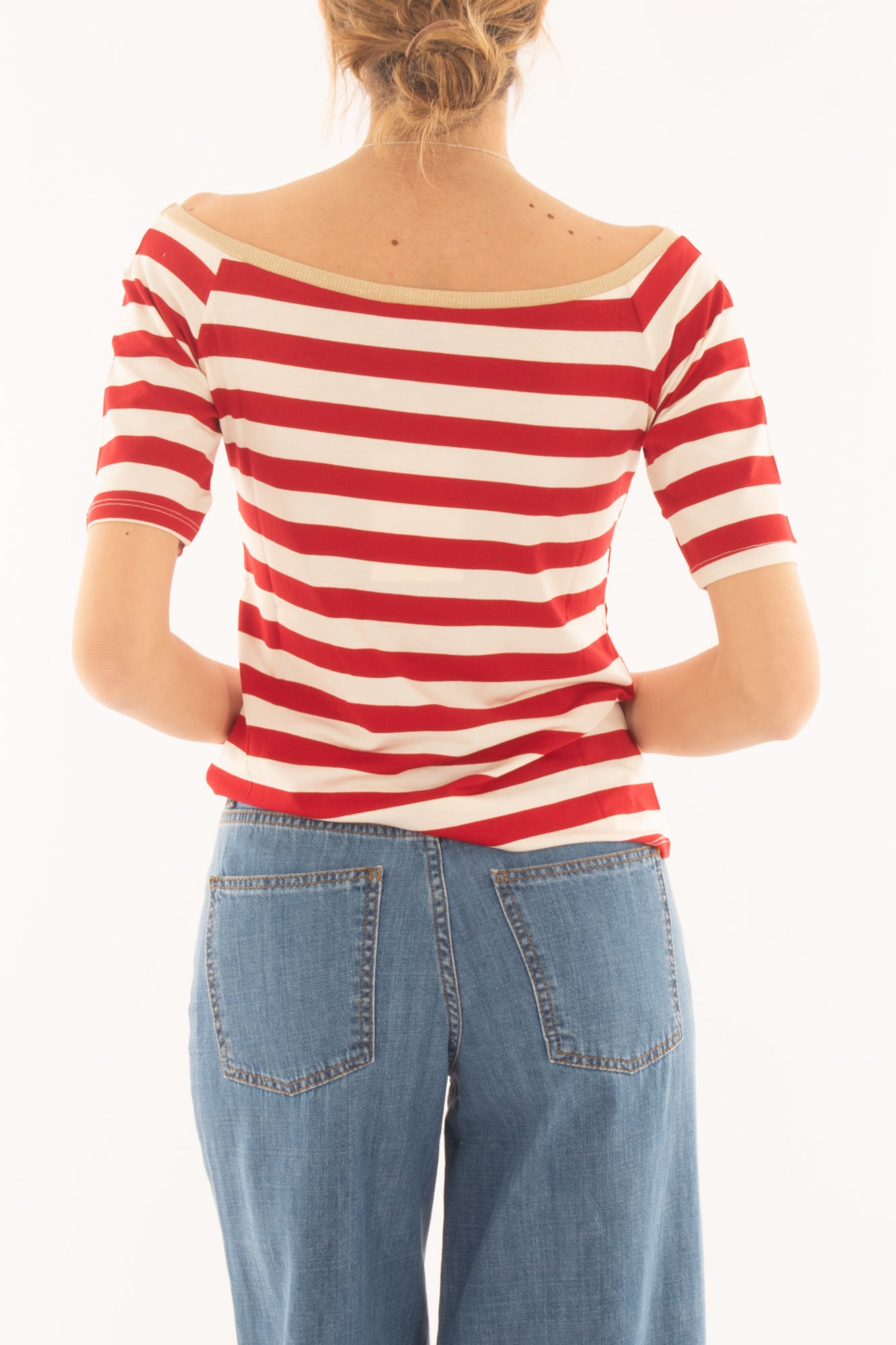 Maglia rigata con profili Susy mix - Rosso