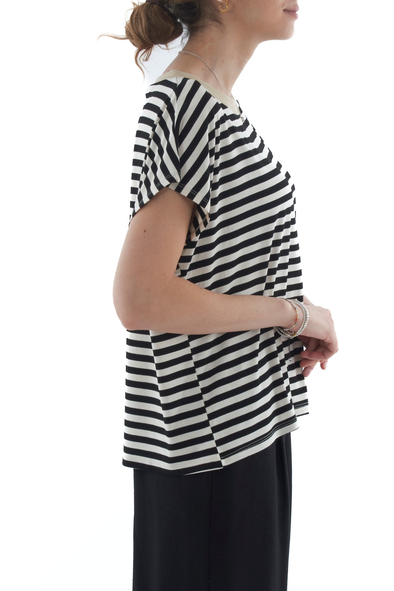 T-shirt rigata da Donna Susy mix - Nero