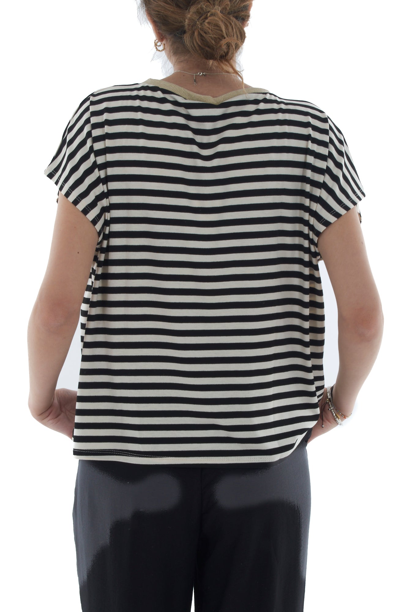 T-shirt rigata da Donna Susy mix - Nero