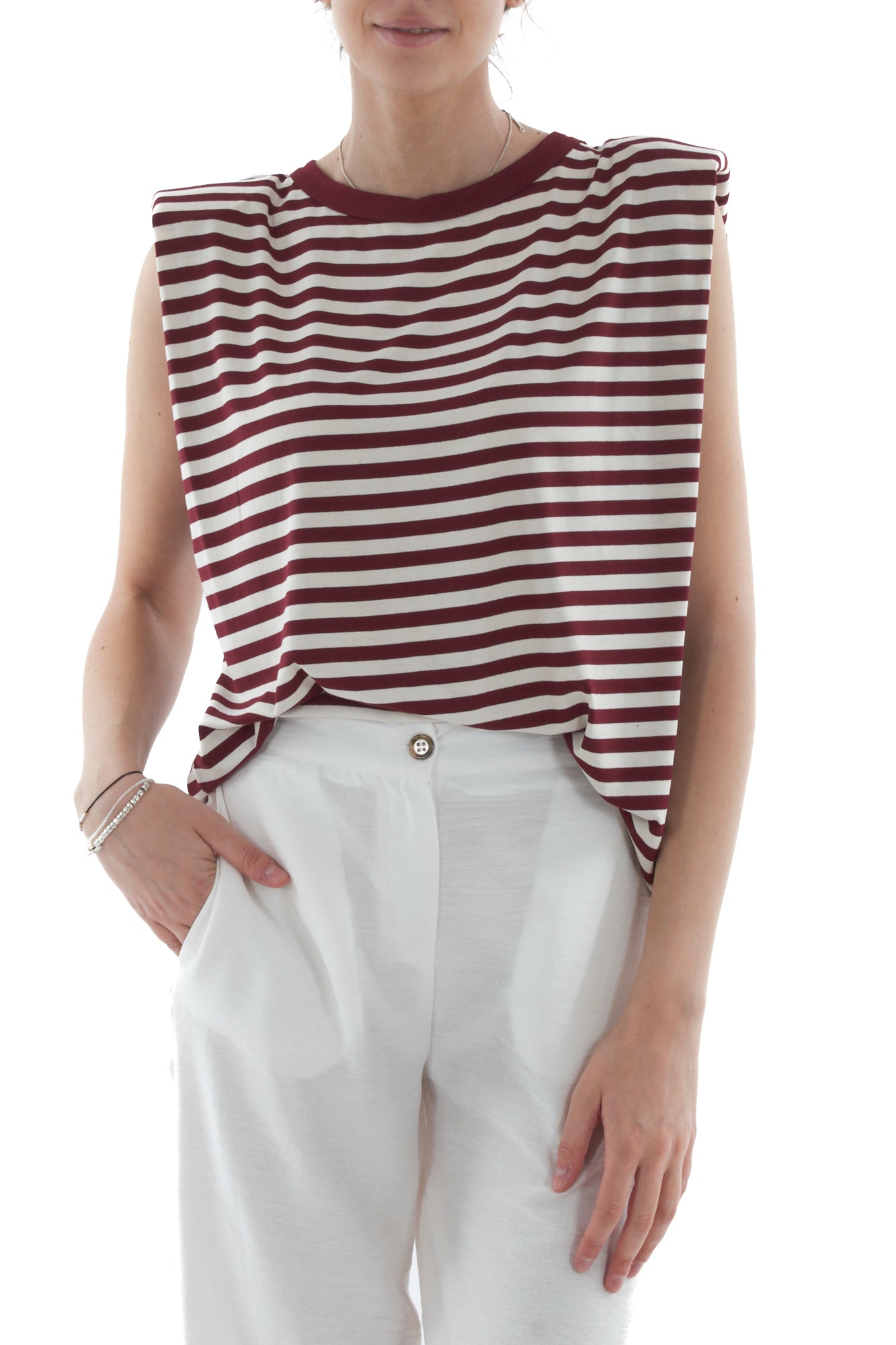 T-shirt rigata con spalline da Donna Susy mix - India