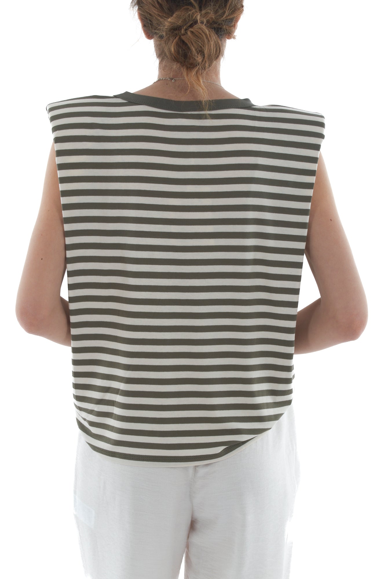 T-shirt rigata con spalline da Donna Susy mix Verde