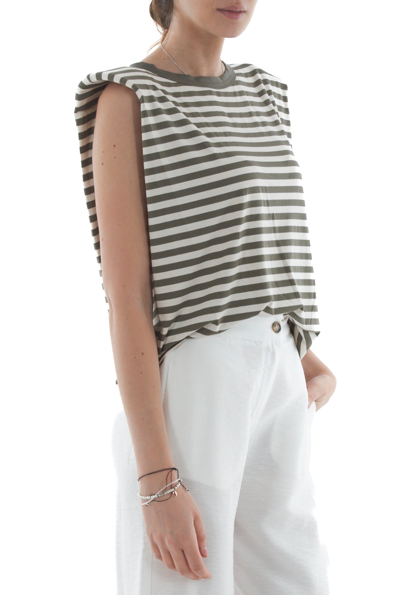 T-shirt rigata con spalline da Donna Susy mix Verde