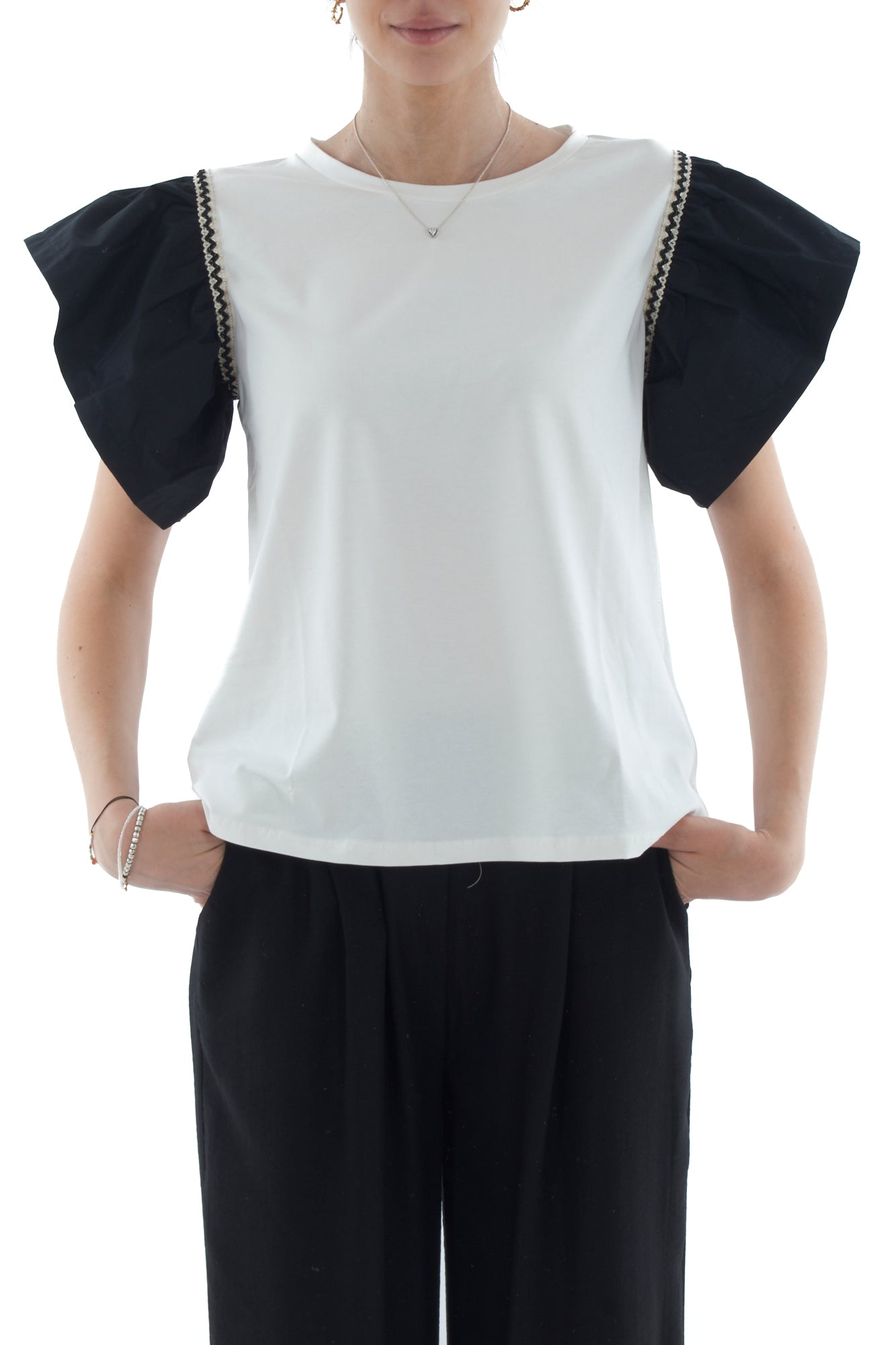 T-shirt con voila' da Donna Susy mix - Nero
