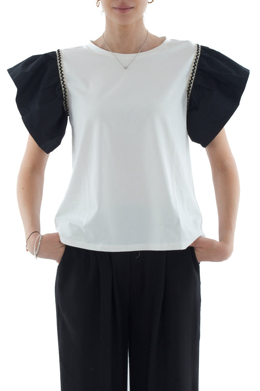 T-shirt con voila' da Donna Susy mix - Nero