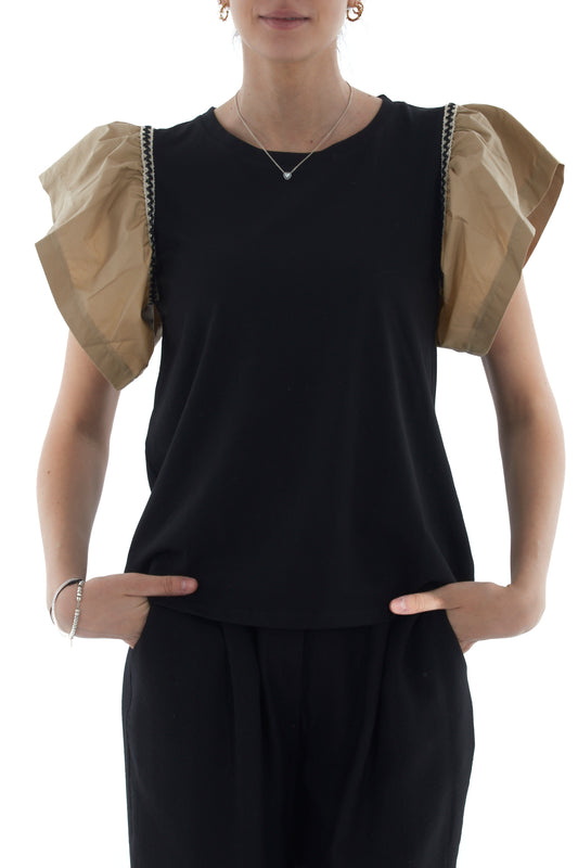 T-shirt con voila' da Donna Susy mix - Sabbia