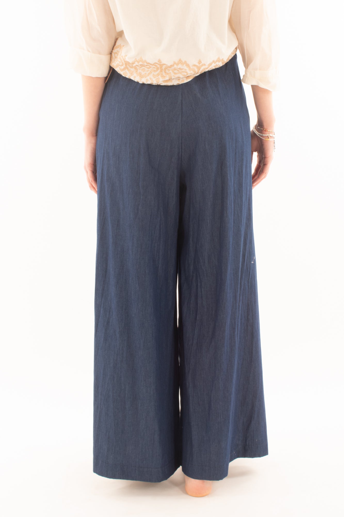 Pantalone a palazzo in tel da Donna Susy mix - Blu