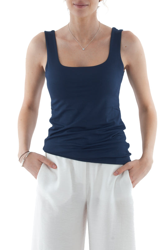 canottiera scollo quadro da Donna Susy mix - Blu