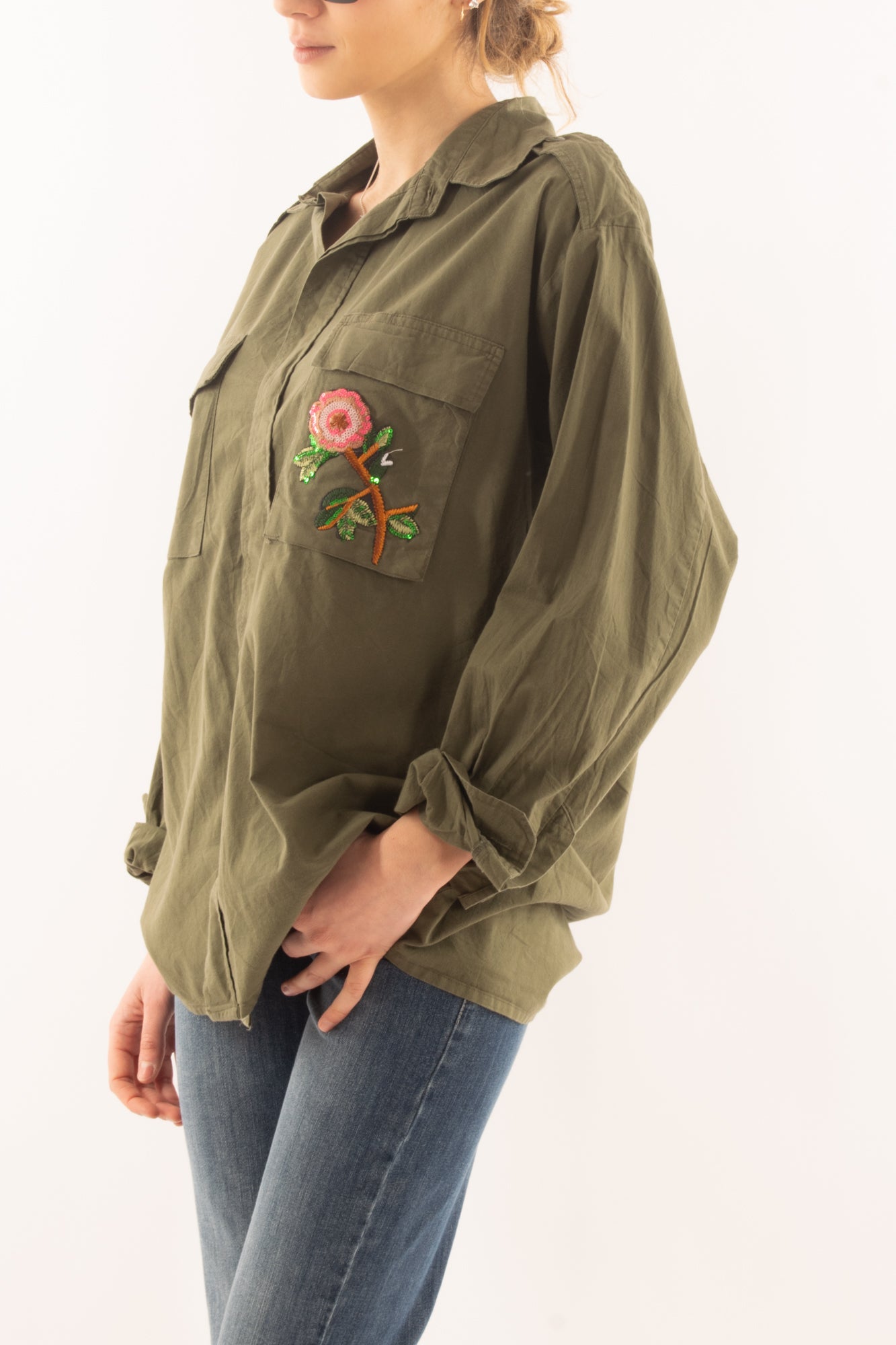Camicia over con ricamo da Donna Susymix - Verde