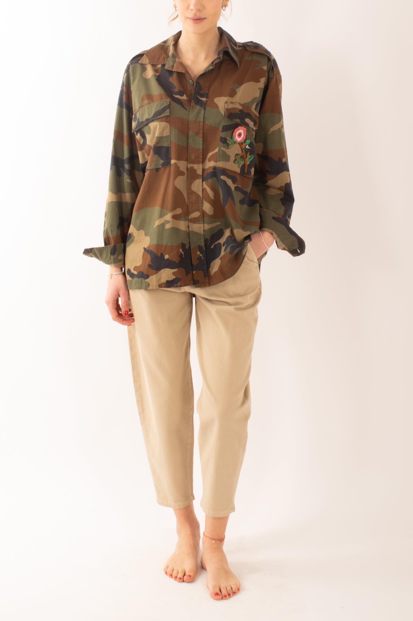 Camicia over camouflacge da Donna Susy mix - Verde