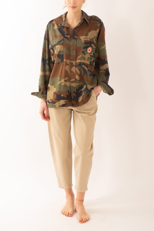 Camicia over camouflacge da Donna Susy mix - Verde