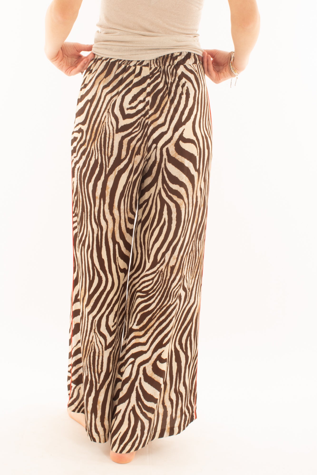 Pantalone in viscosa zebrato da Donna Susy mix - Moro