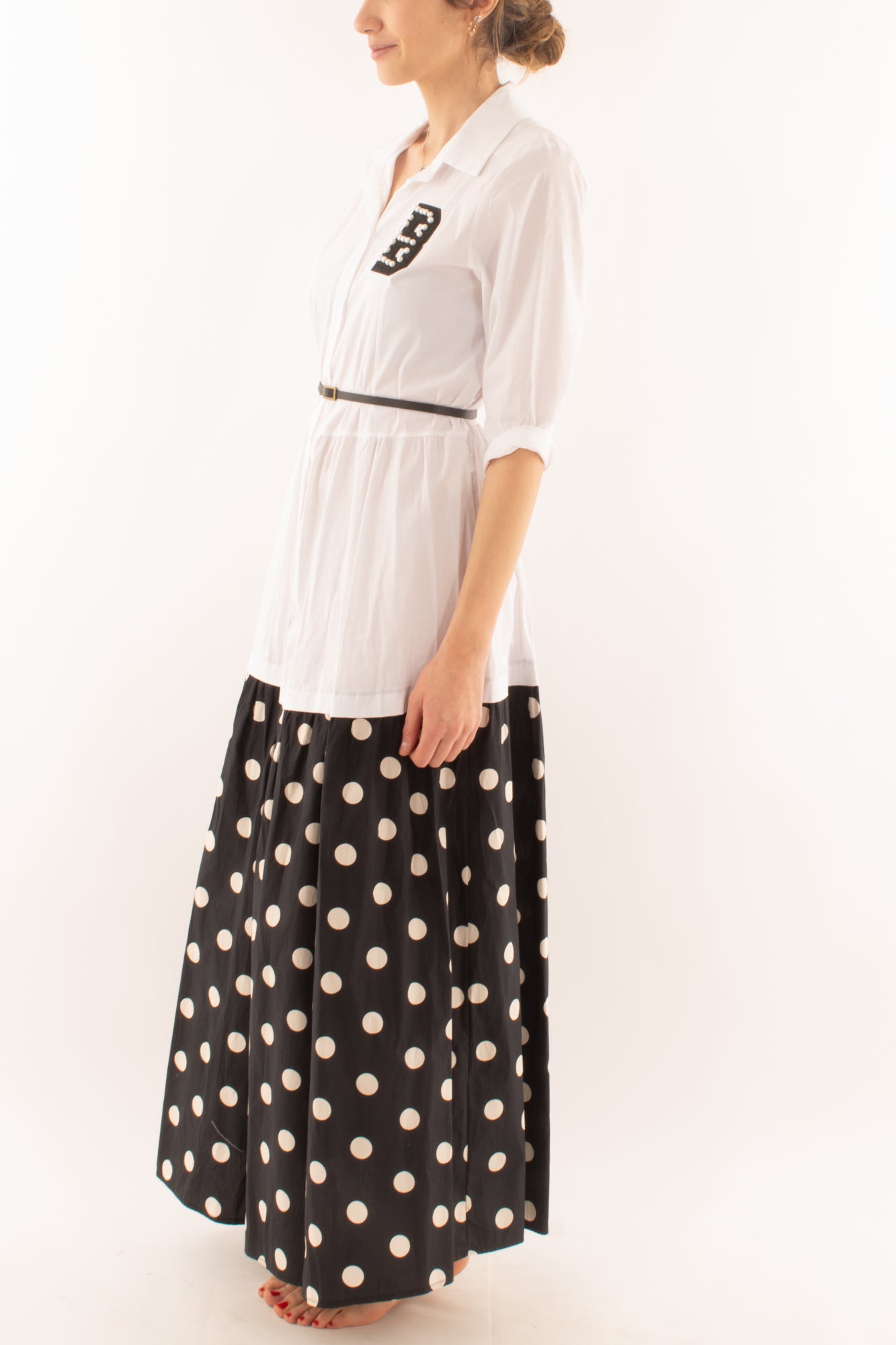 Abito lungo con pois da Donna Susy mix Bianco