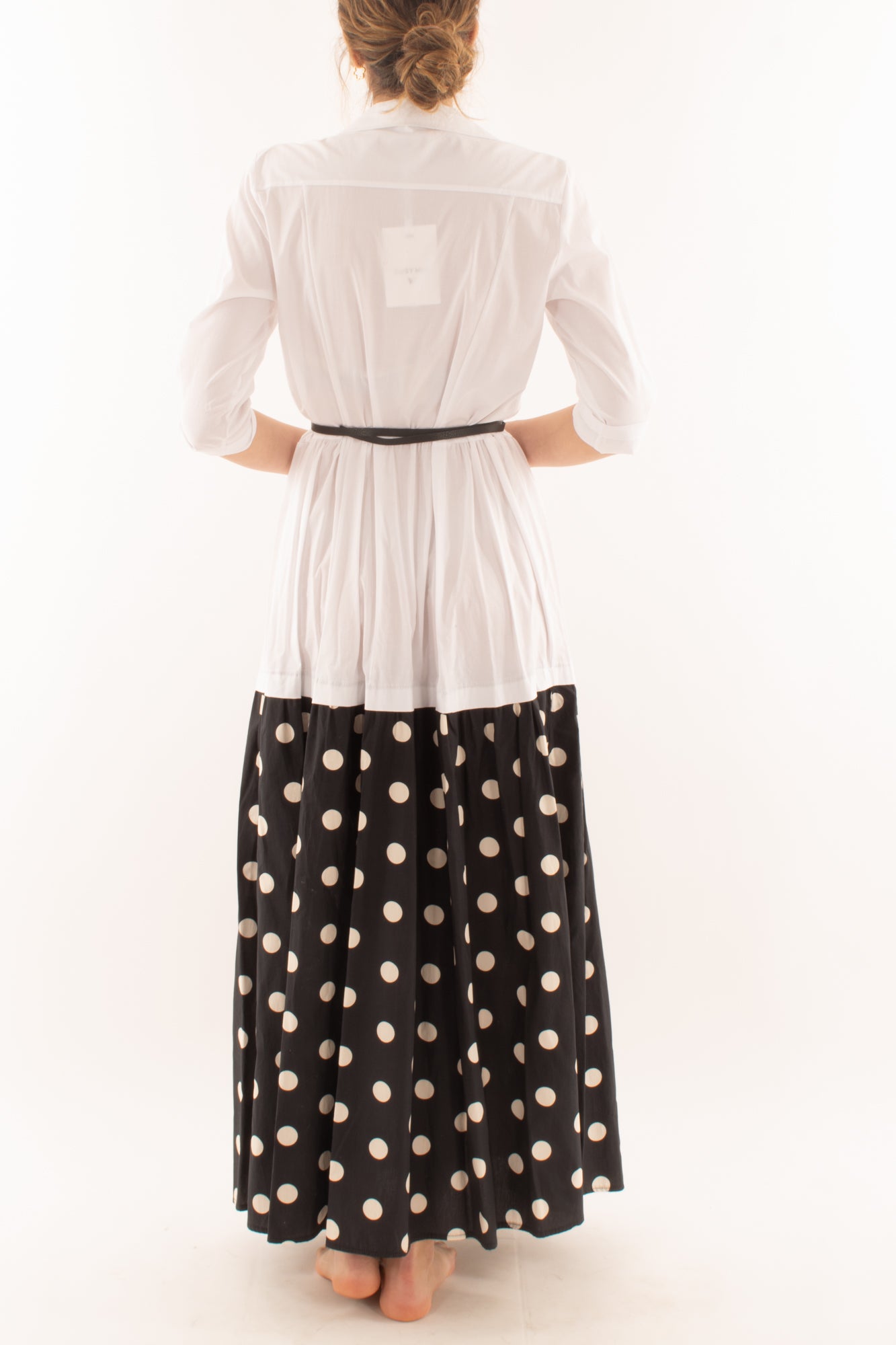 Abito lungo con pois da Donna Susy mix Bianco