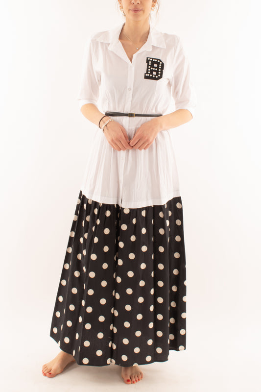 Abito lungo con pois da Donna Susy mix Bianco
