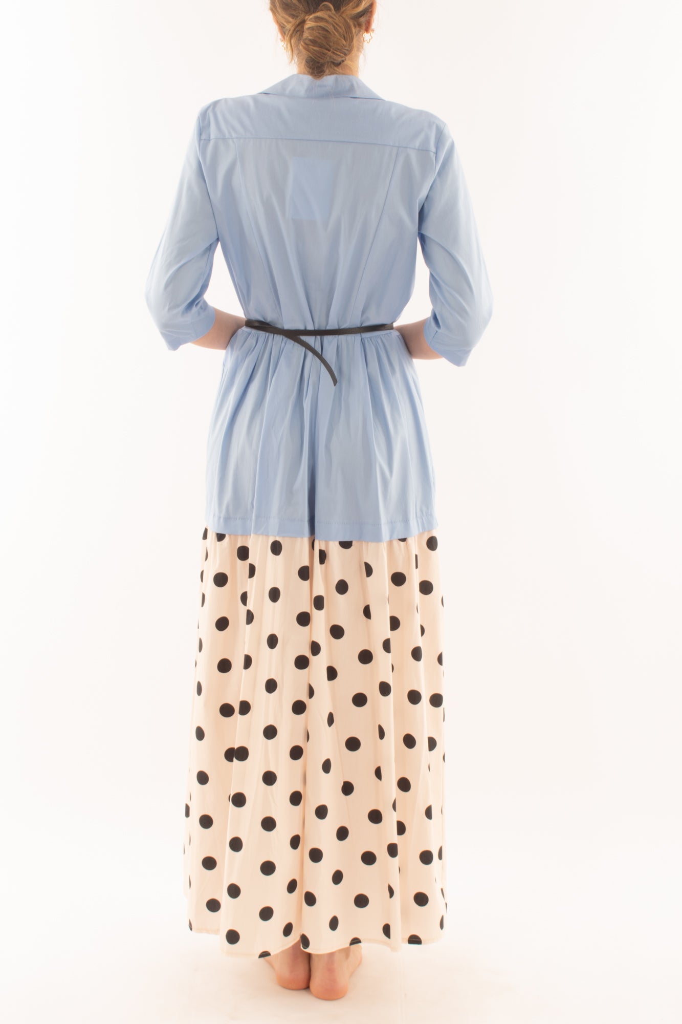 Abito lungo con pois da Donna Susy mix - Celeste