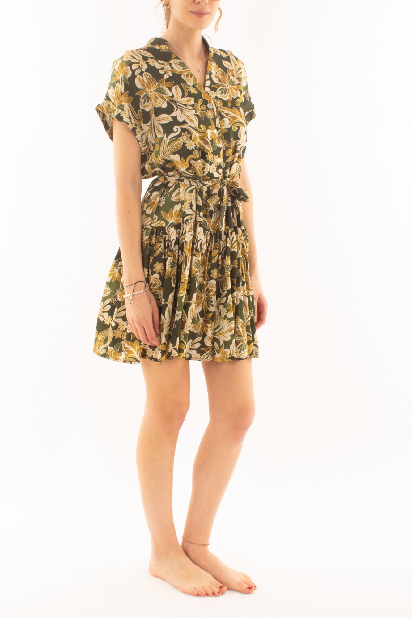 Abito corto floreale in viscosa da Donna Susy mix - Verde