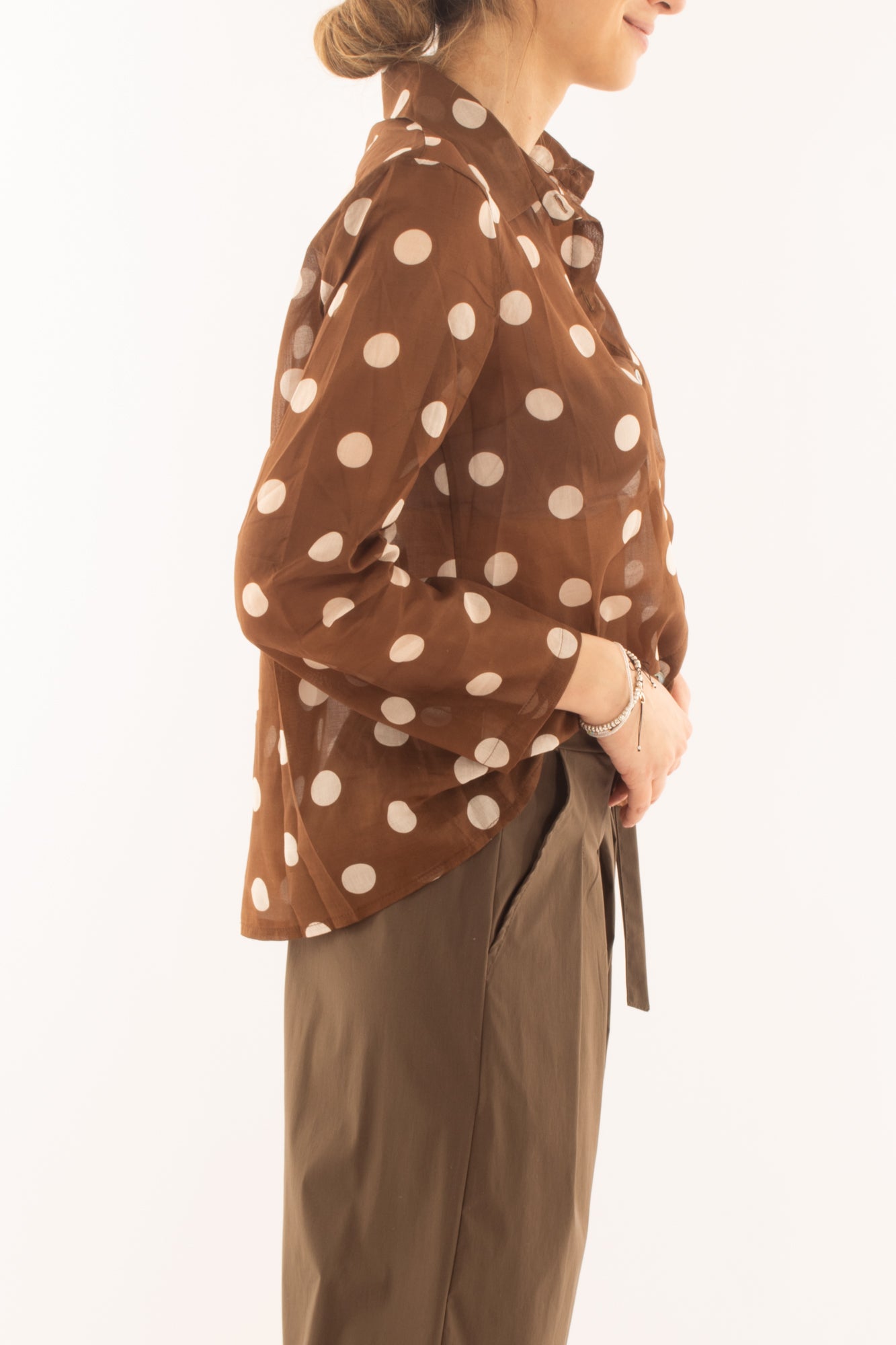 Camicia a pois da Donna Susy mix - Tabacco