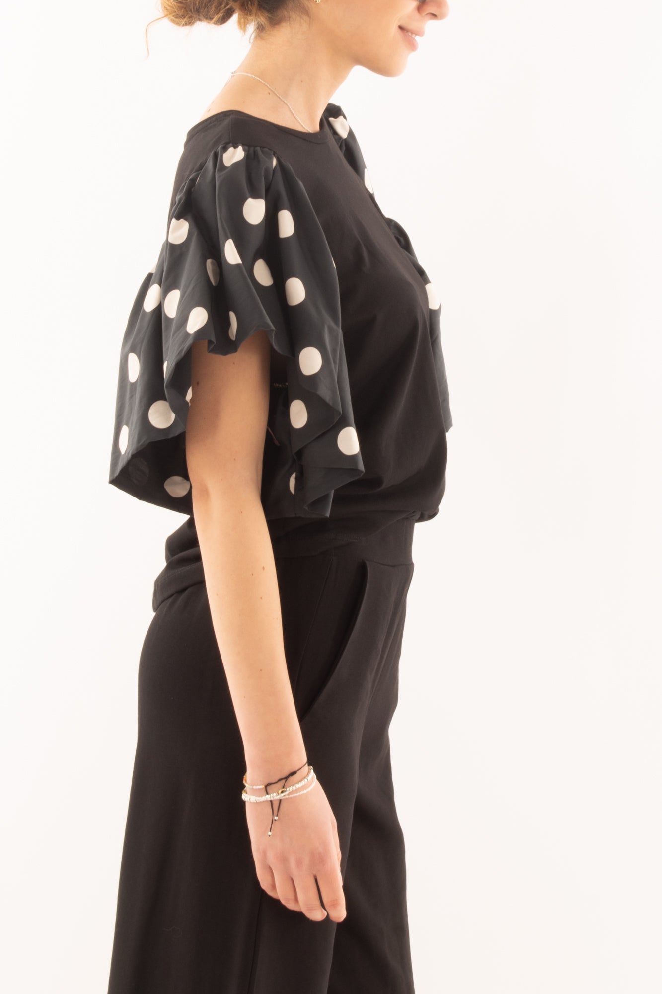 T-shirt con pois da Donna Susy mix - Nero