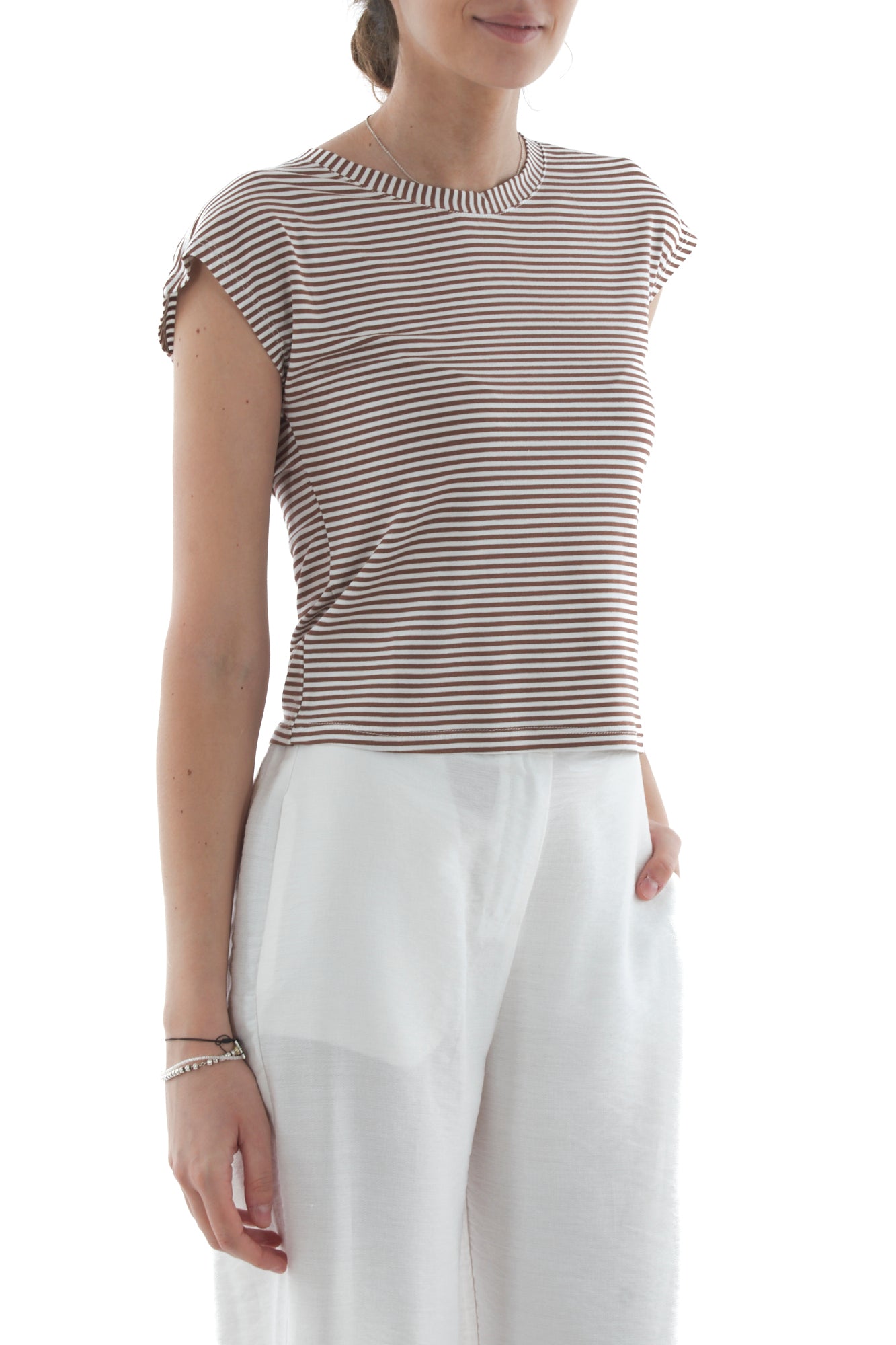 T-shirt mille righe da Donna Susy mix - Nero