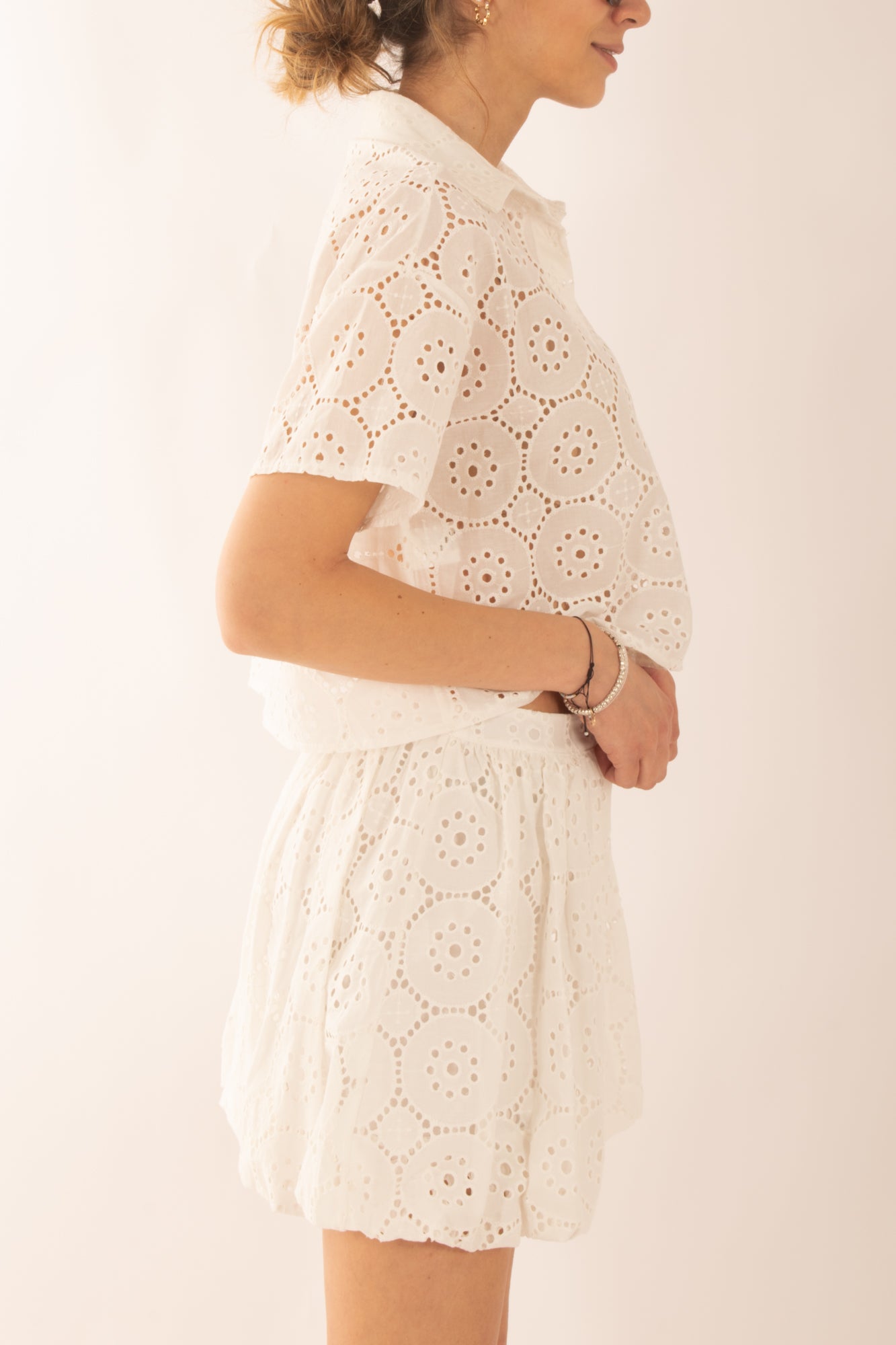 camicia in pizzo sangallo da Donna Susy mix - Bianco