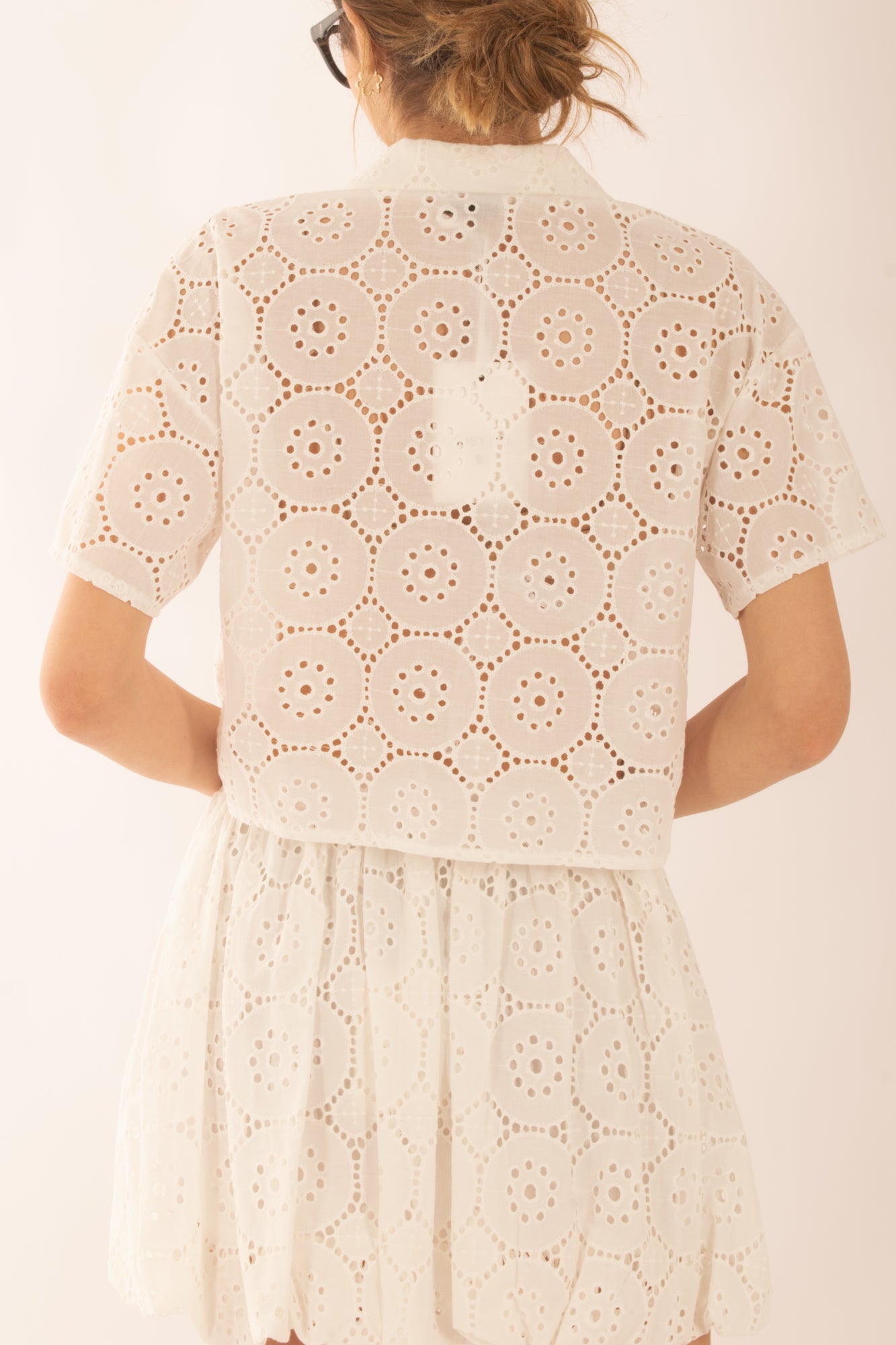 camicia in pizzo sangallo da Donna Susy mix - Bianco