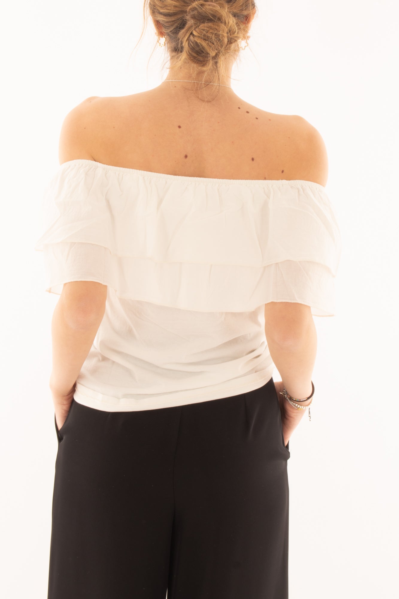 Maglia con collo a shiffer da Donna Susy mix - Latte