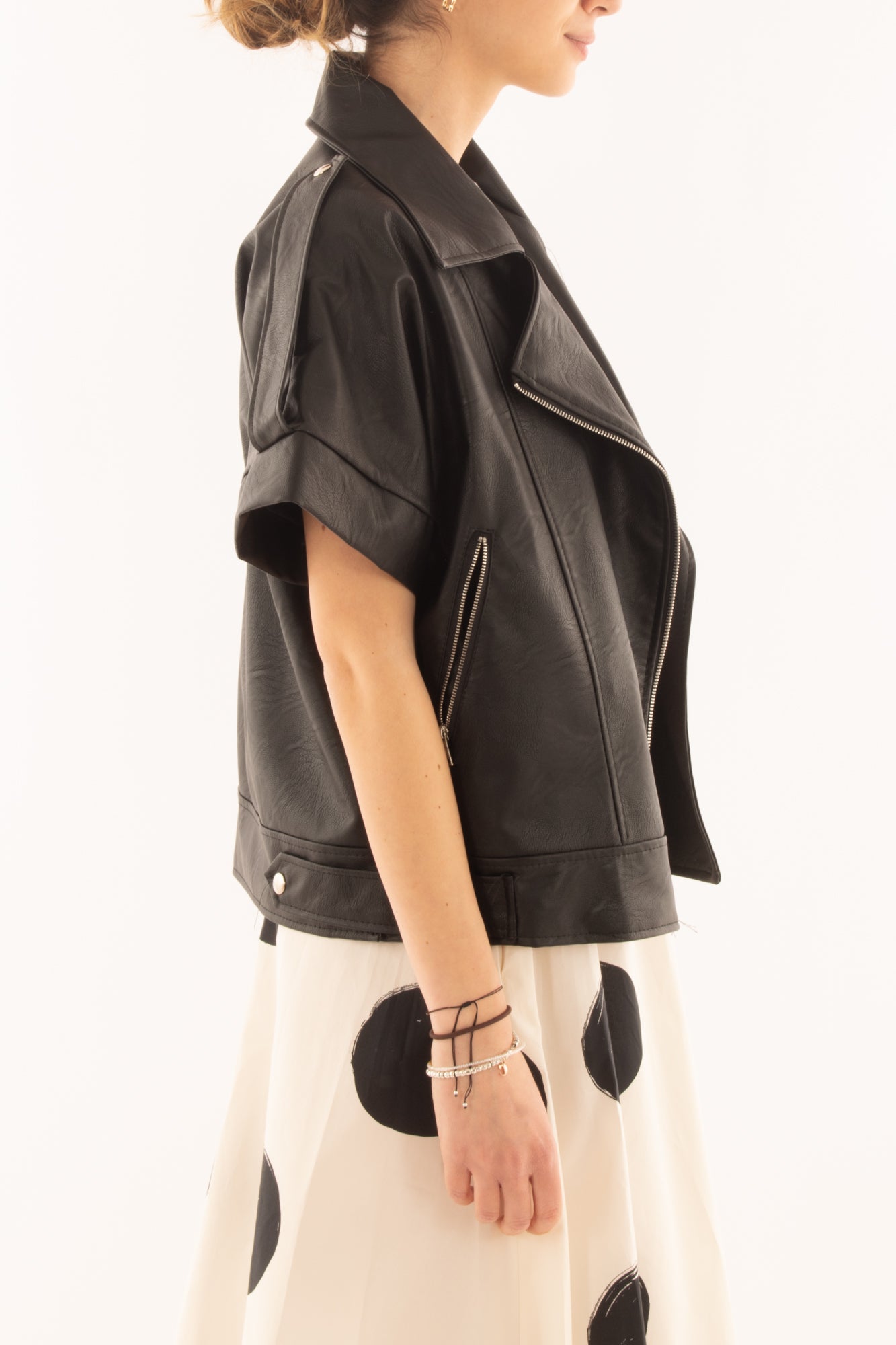 Gilet ecopelle da Donna Susy mix - Nero