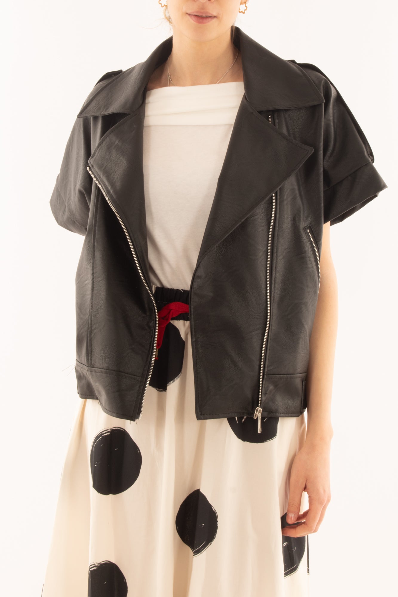 Gilet ecopelle da Donna Susy mix - Nero