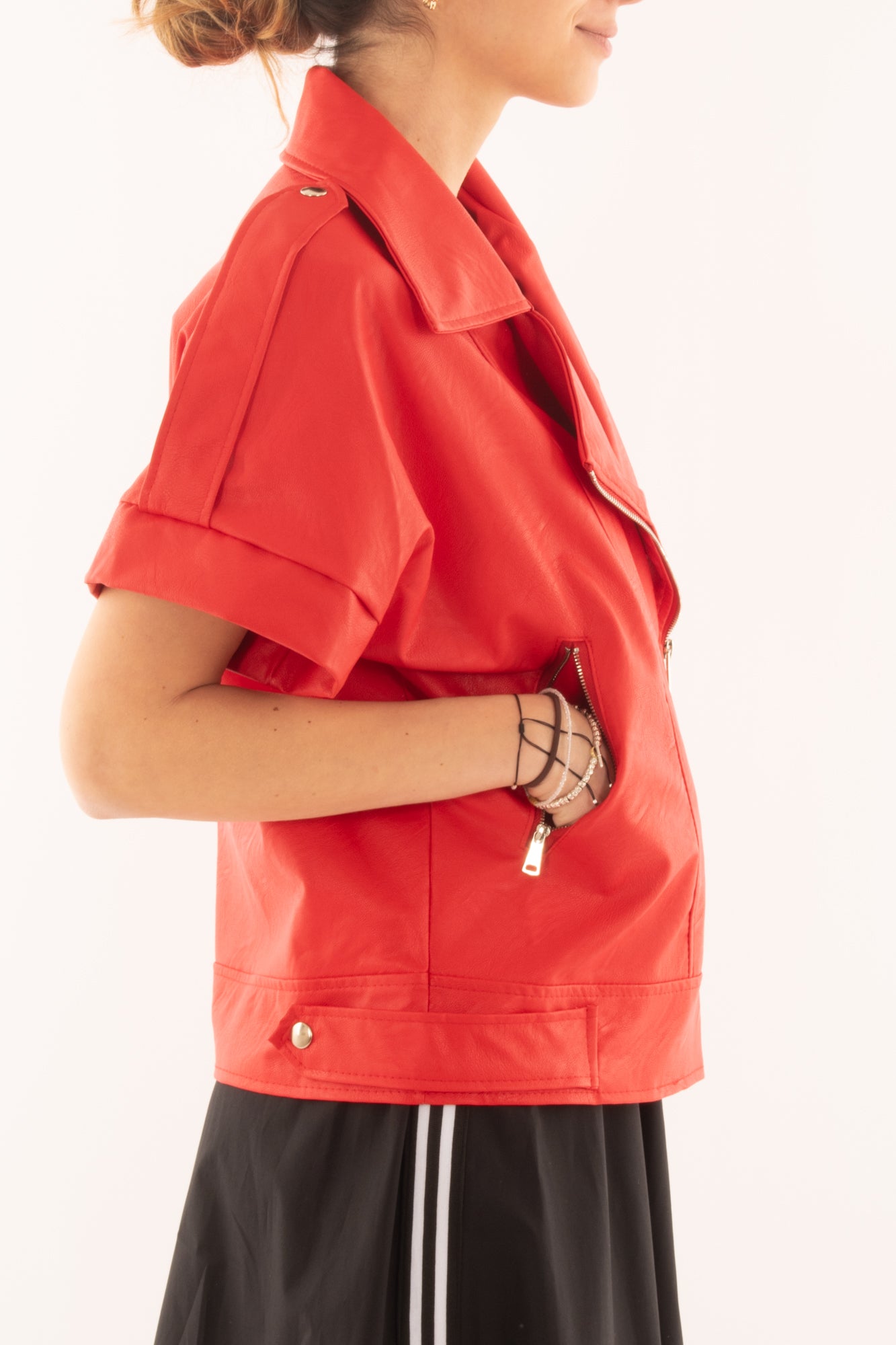 Gilet ecopelle da Donna Susy mix - Rosso