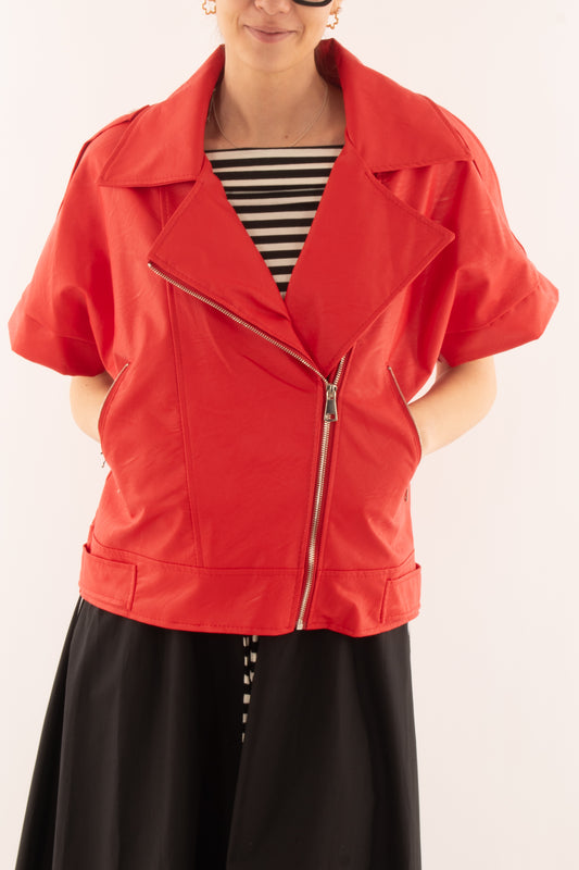 Gilet ecopelle da Donna Susy mix - Rosso