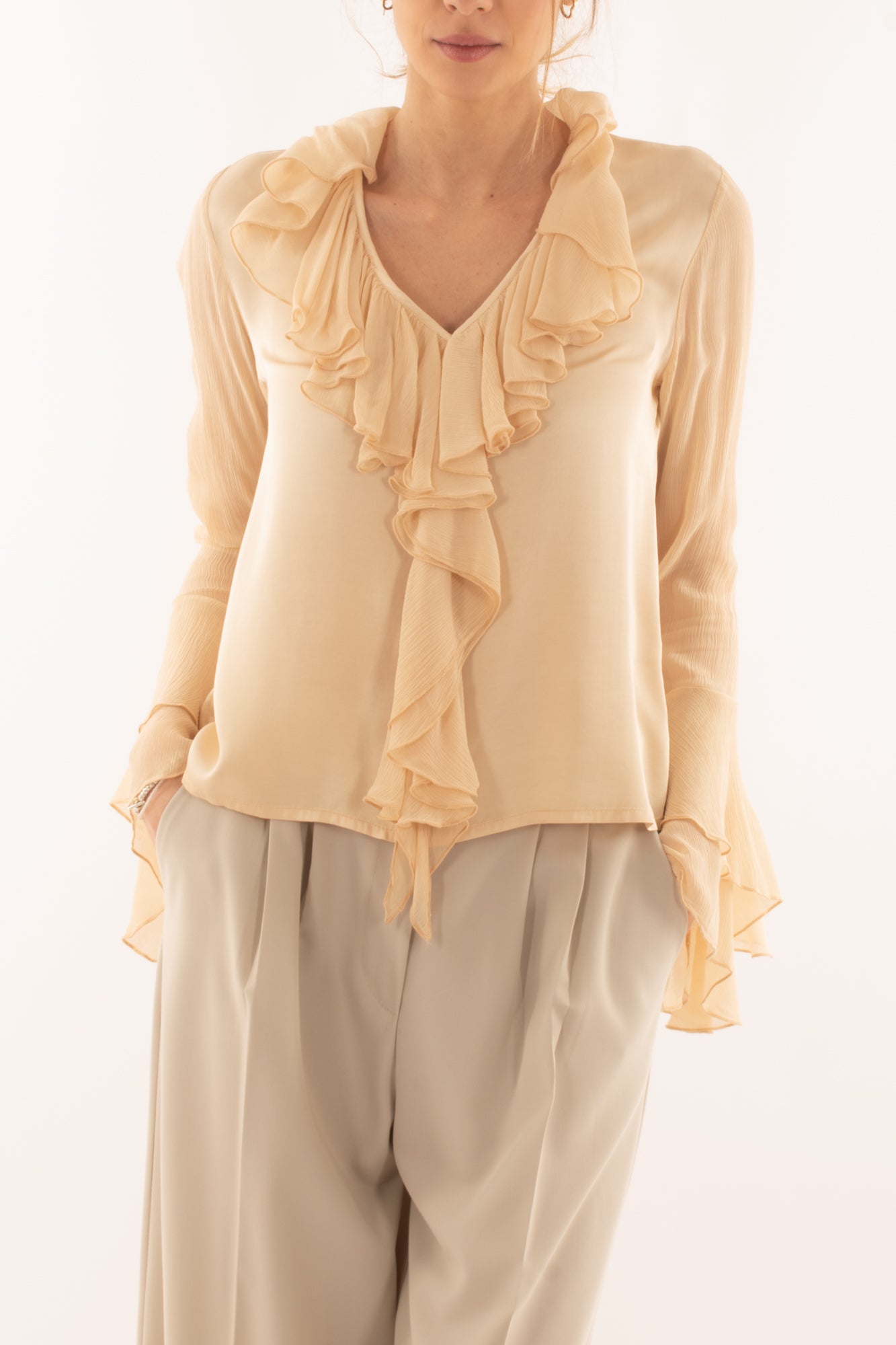 Blusa con voilà da Donna Susy mix elite - Crema