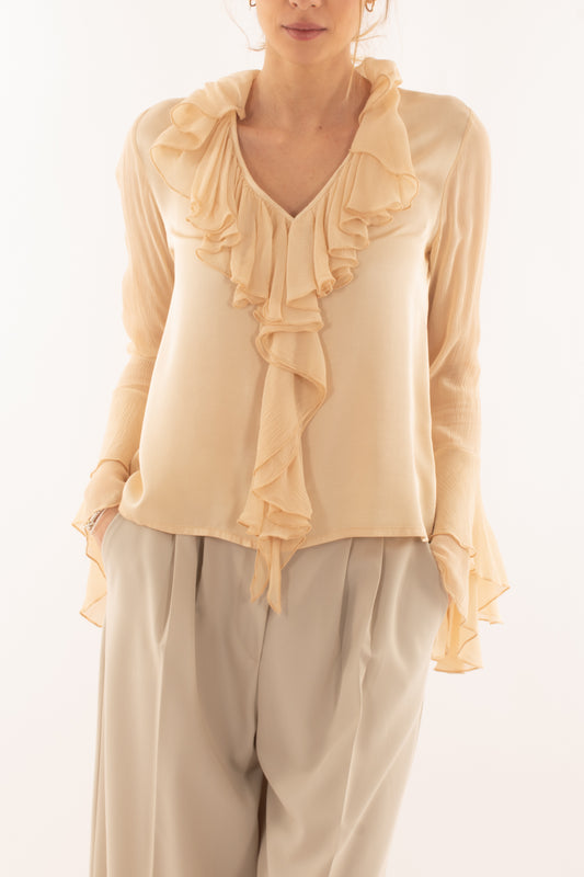 Blusa con voilà da Donna Susy mix elite - Crema