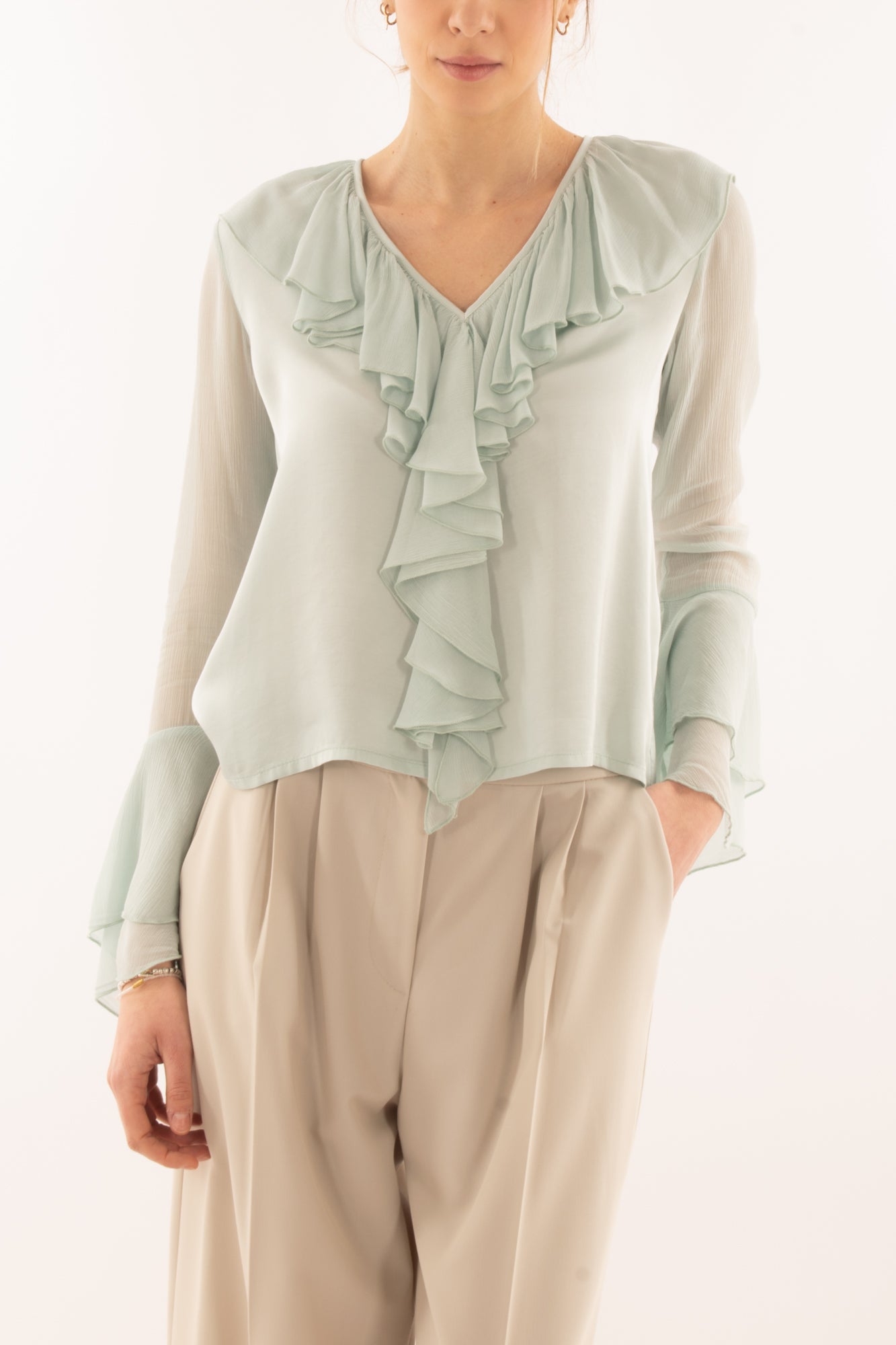 Blusa con voilà da Donna Susy mix elite - Verde