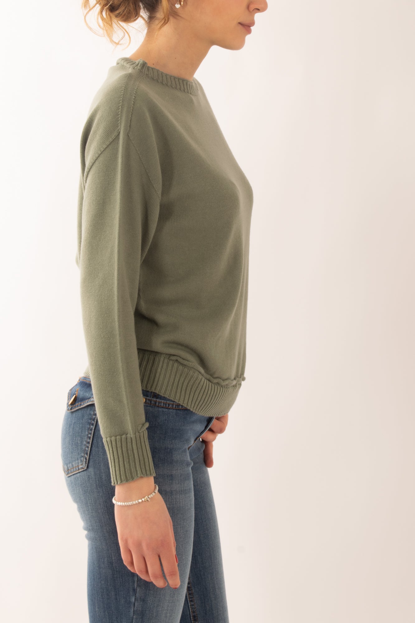 Maglia collo a barca Susy mix - Verde